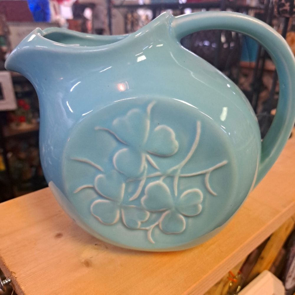 Vintage McCoy Pottery Turquiso Shamrock Pitcher